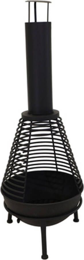 Mega Collections Vuur emmer vuurkorf Cozy Spiral zwart ijzer D45 x H120 cm met schoorsteen