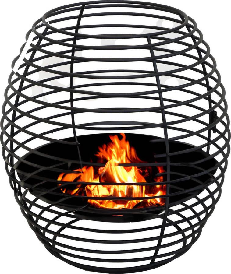 Mega Collections Vuur emmer vuurkorf Firebasket Spiral zwart ijzer D40 x H40 cm rond Vuurschalen Vuurkorven