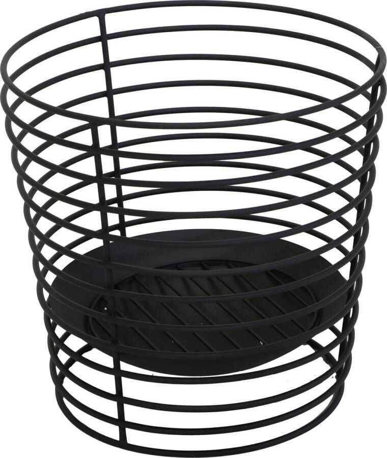 Mega Collections Vuur emmer vuurkorf Firebasket Spiral zwart ijzer D58 x H60 cm rond Vuurschalen Vuurkorven