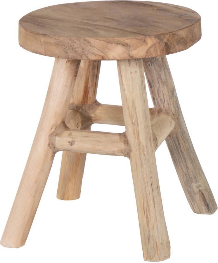 Merkloos Mega Collections Zit krukje bijzet stoel hout lichtbruin D20 x H25 cm Voor kinderen Krukjes