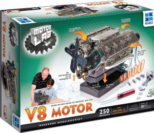 Megableu Motor Lab Bouwmodelset: V8 Motor Modelbouw Werkende Motor Miniatuur bouwpakket