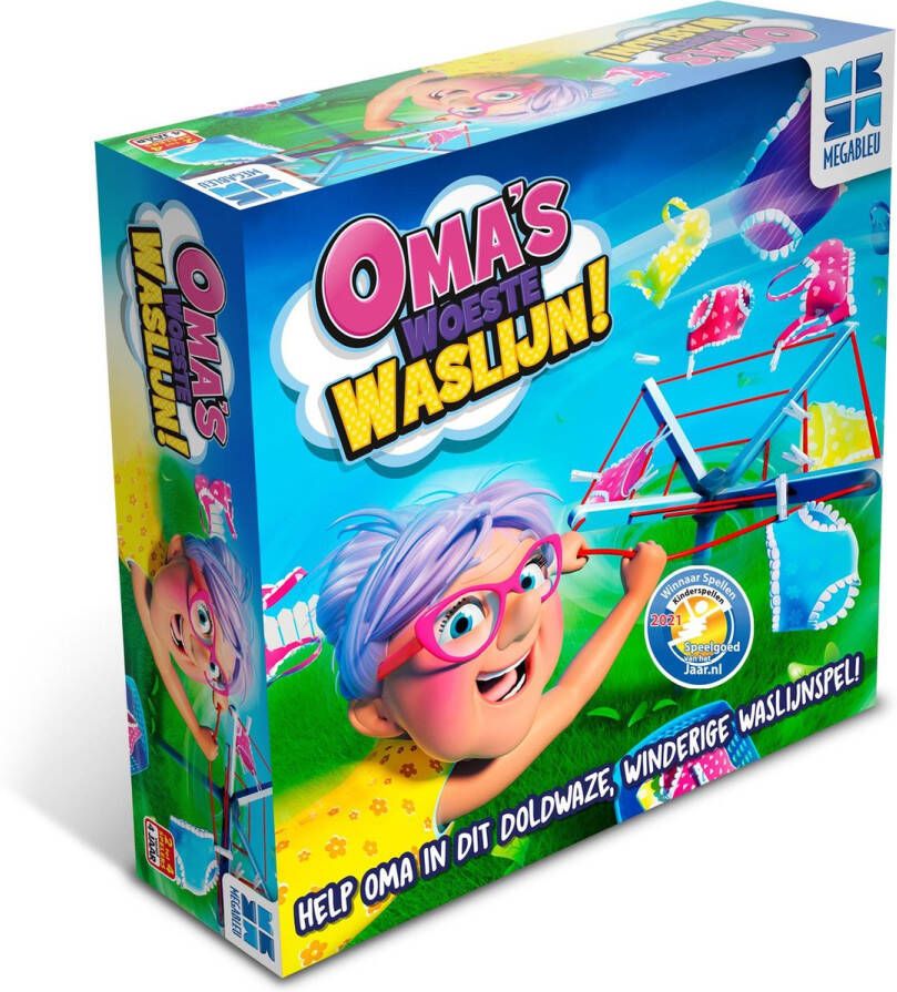 Megableu Oma's Woeste Waslijn Actiespel Spelletjes voor Kinderen Met Draaiende Waslijn