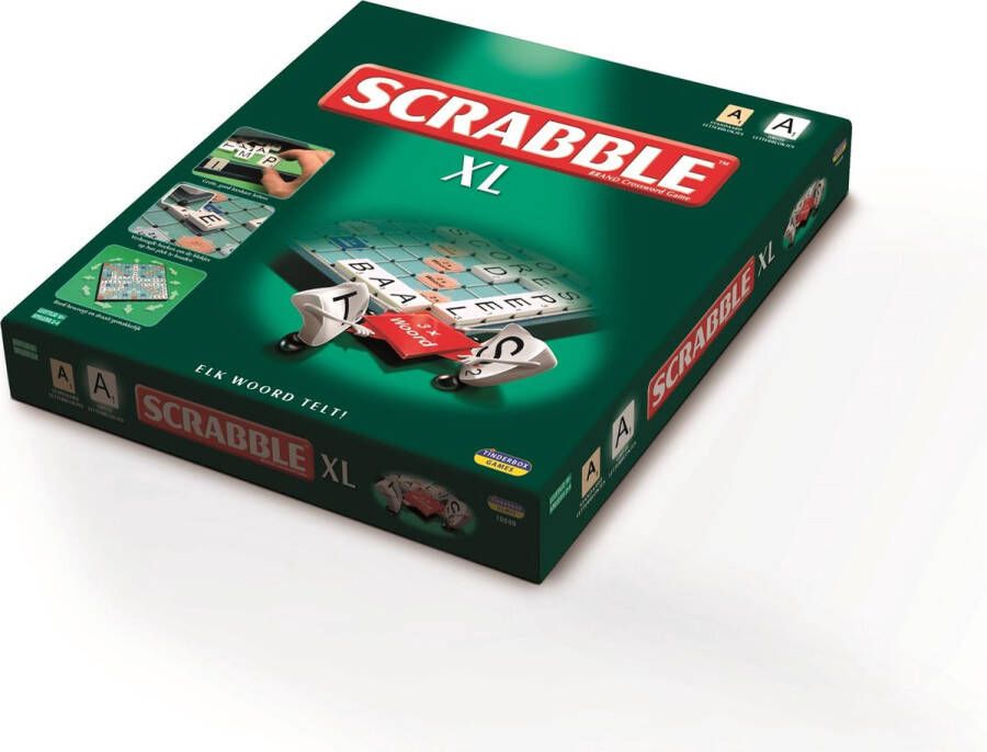 Megableu Scrabble XL Bordspellen Gezelschapsspel voor Familie Extra grote letters en met Tilelock-systeem