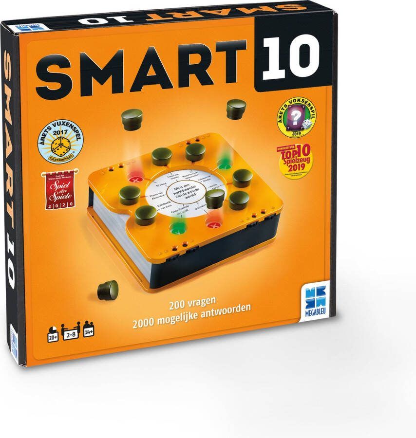 Megableu Smart 10 Nederlandstalig Educatief Partyspel Spelletjes voor volwassenen en kinderen vanaf 14 jaar quizspel waar iedereen bij elke vraag een kans krijgt!