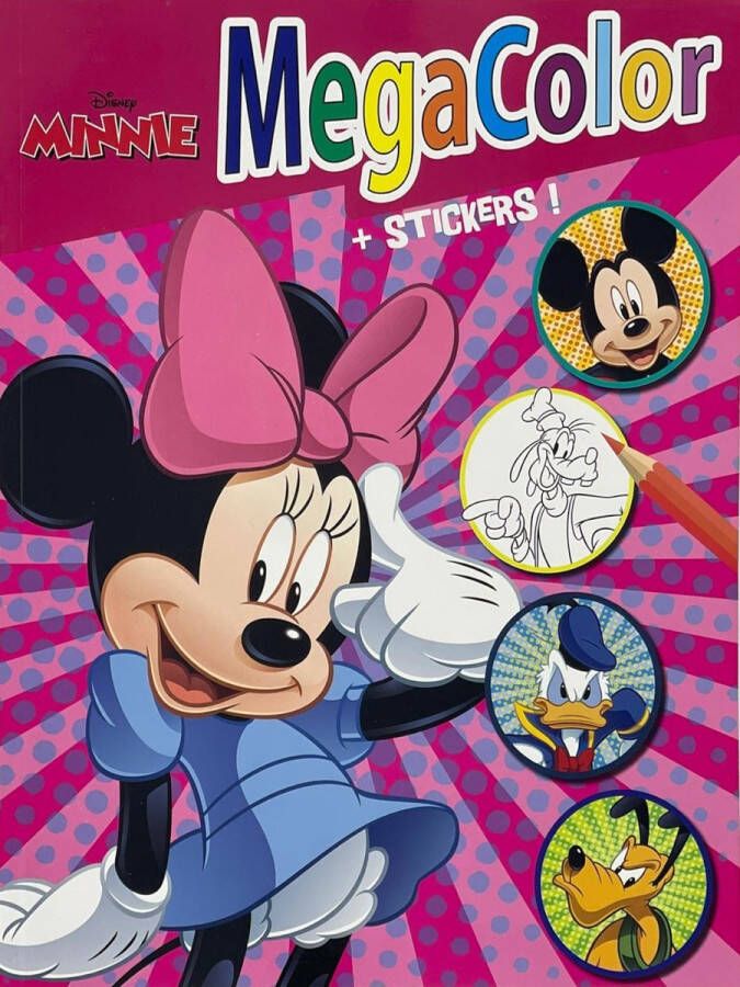 Megacolor Disney Minnie Kleurboek + stickers 120 kleurplatem roze