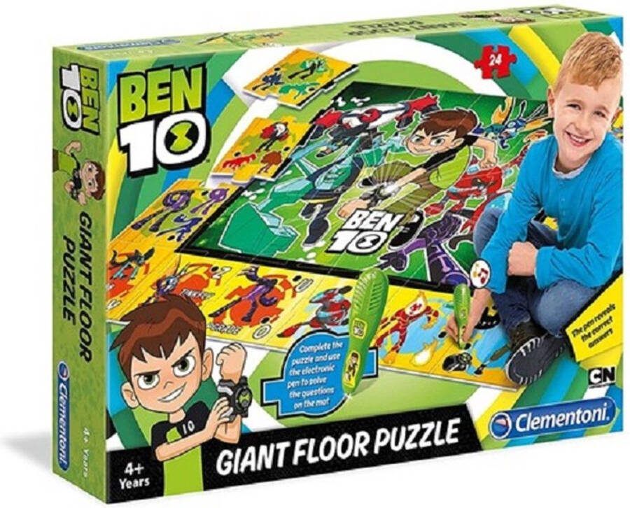 Clementoni BEN 10 Grote vloerpuzzel met electrische pen 24 grote stukken met opdrachten Nintendo 8005125618019