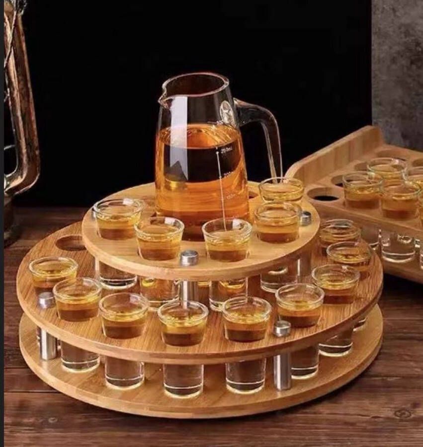 Megatopper Shotglas Houder Set Borrelglazen met 24 stuks glazen shotglazen Shots Party Bar Serveren