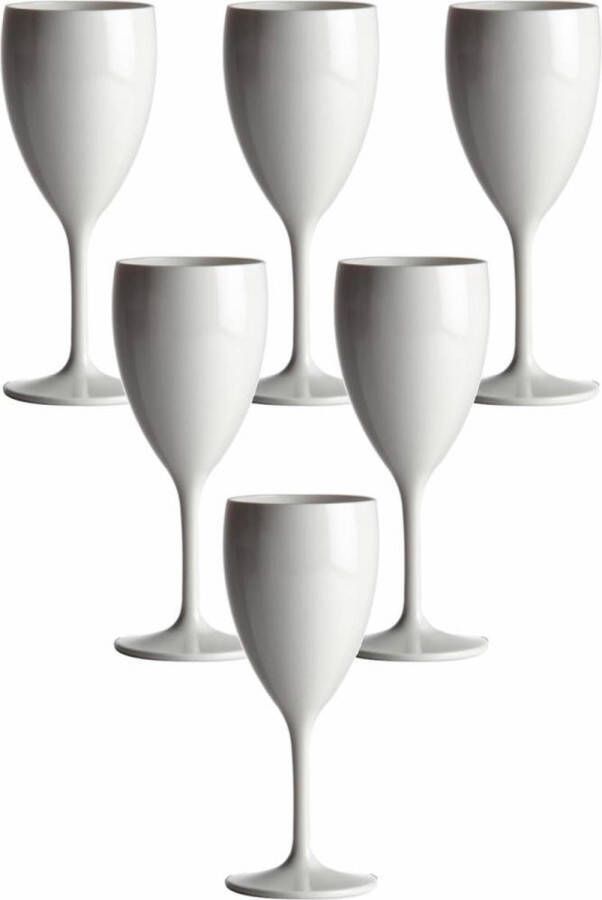 MeGoo Plastic wijnglazen wit 34cl Onbreekbaar 6 stuks