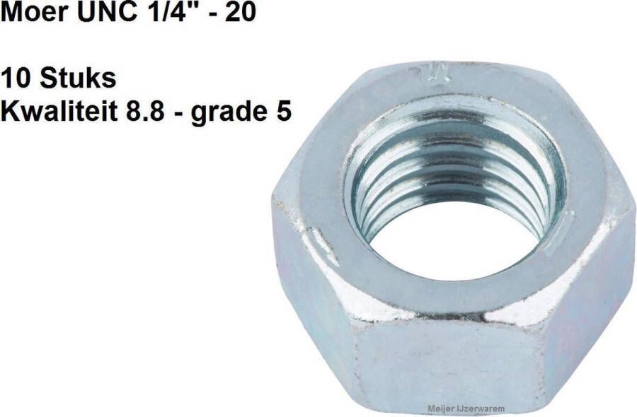 Meijer ijzerwaren MOEREN (UNC) 1 4 20 10 STUKS GRADE 5 8.8 KWALITEIT ENGELS DRAAD UNC