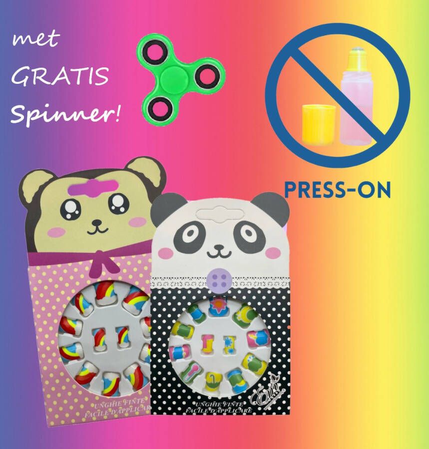 Meiji Plaknagels Duopack Confetti Blaadjes | Set van 2 | Met Gratis Spinner | Kinderen | Geen Lijm Nodig