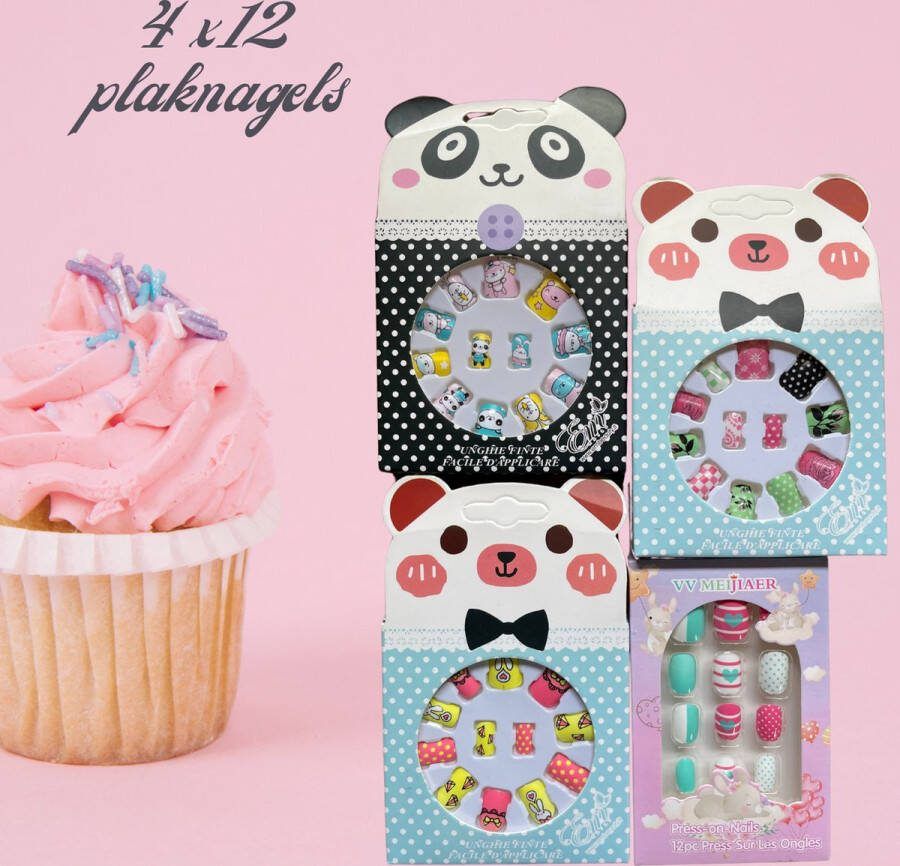 Meiji Plaknagels voor Kinderen 4 x 12 Nepnagels Geen Lijm Nodig Bunny