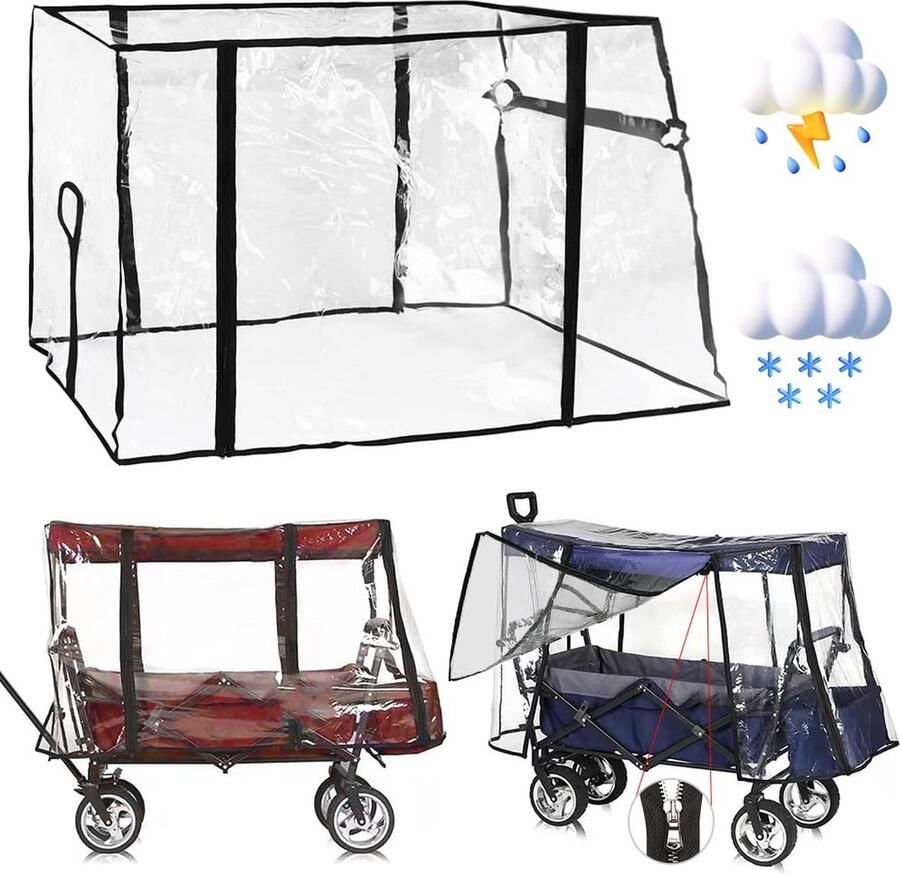 MEISHANG Regenbescherming voor bolderkar regenhoes bolderkar-accessoires universeel transparant regenbescherming voor bolderkar opvouwbaar kap voor bolderkarren