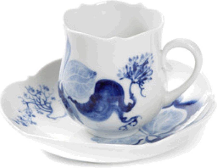 Meissen Koffie kop en schotel Blauwe Orchidee