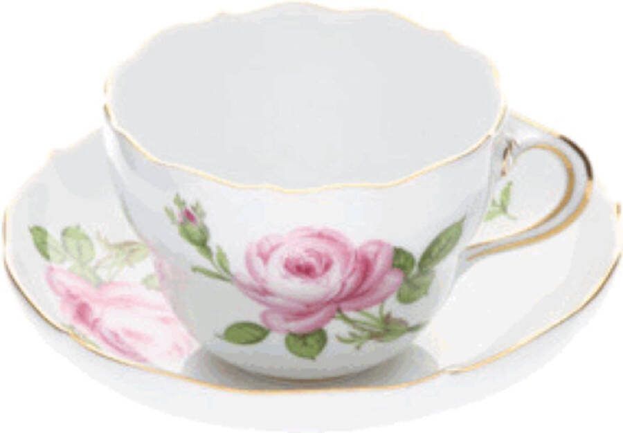 Meissen Koffie kop en schotel Roos