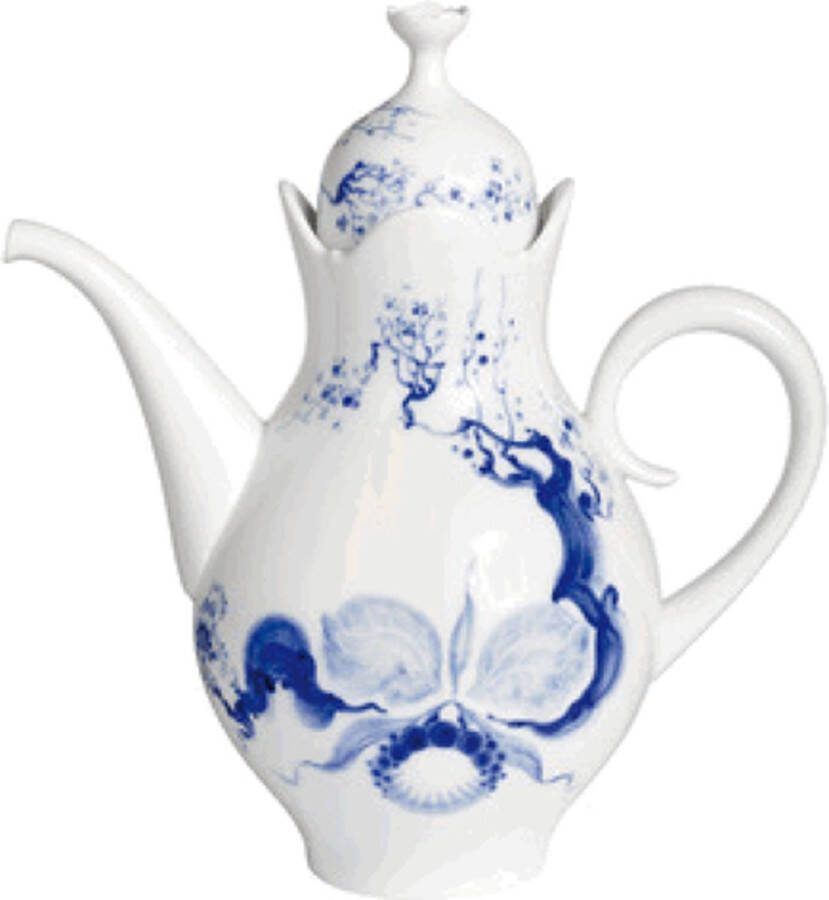 Meissen Koffiepot groot Blauwe Orchidee