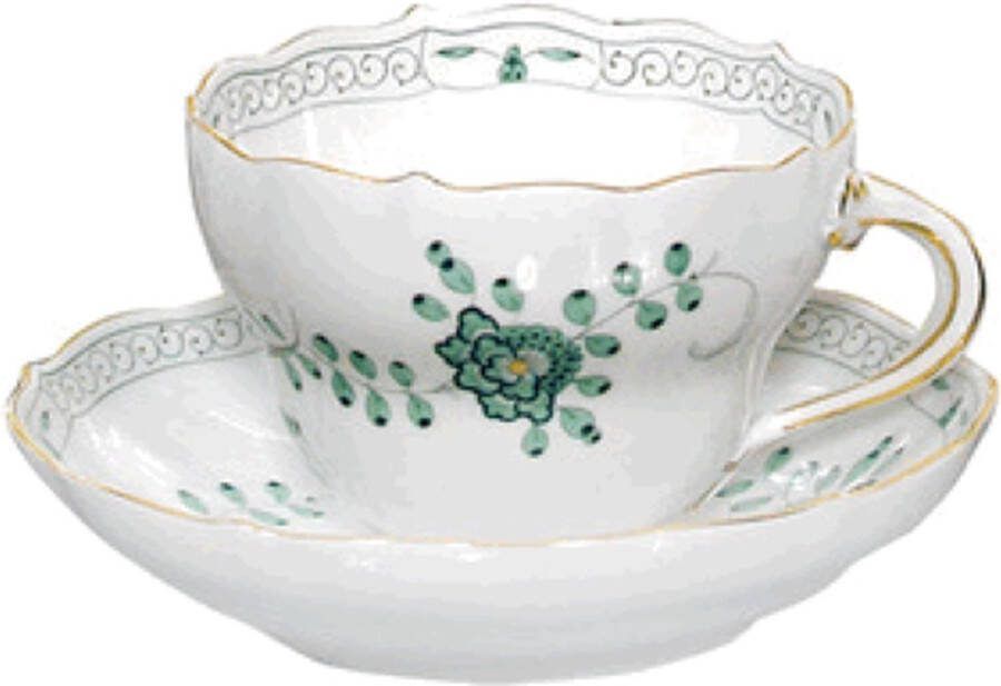 Meissen Koffieschotel (zonder kopje) Indisch Groen gedeeltelijk handbeschilderd
