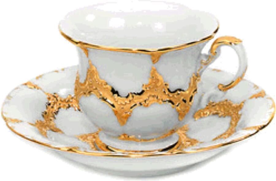 Meissen Koffie kop en schotel Goud Brons