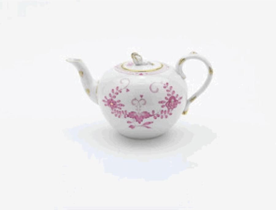 Meissen Theepot klein Indisch Paars gedeeltelijk handbeschilderd