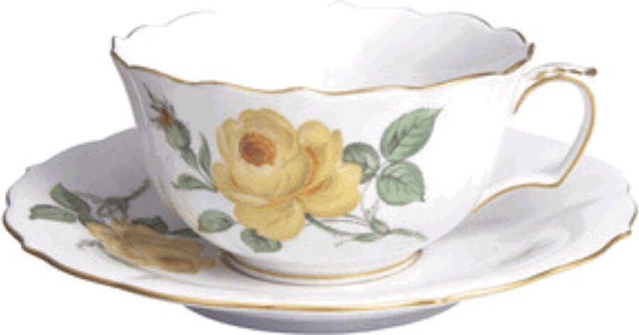 Meissen Thee kop en schotel Gele roos