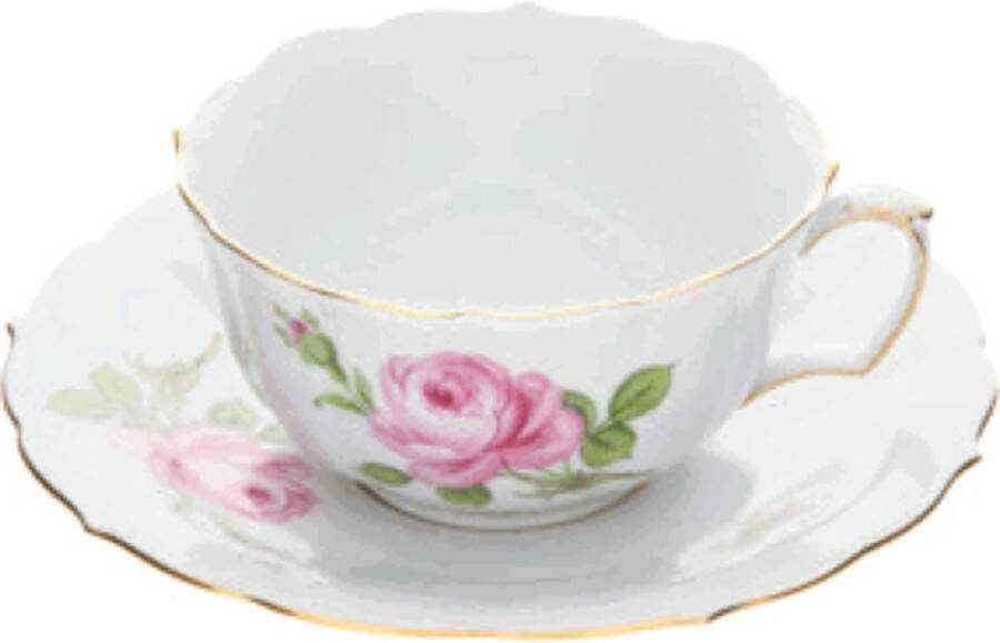 Meissen Thee kop en schotel Roos