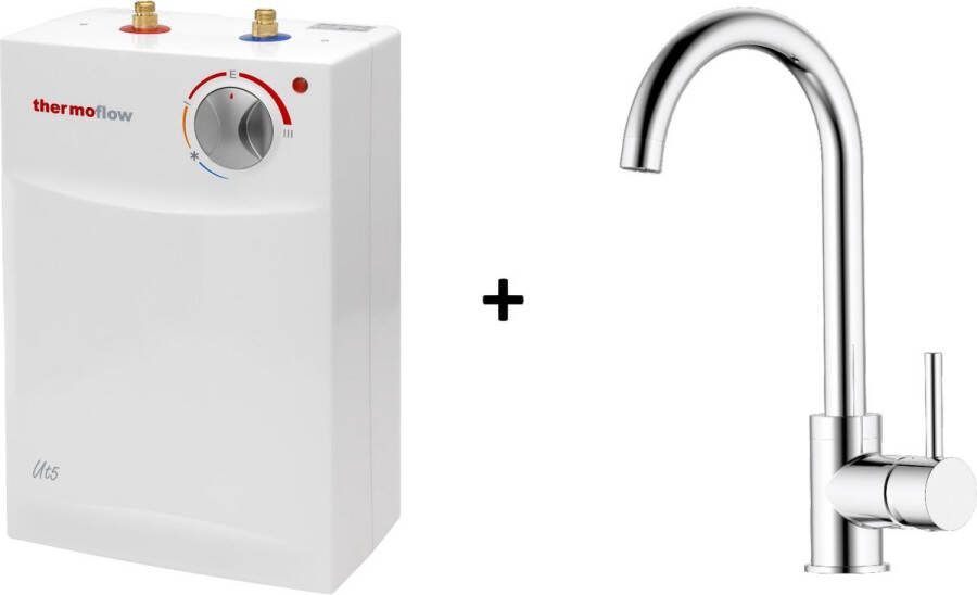 Meister Close in keukenboiler 5 liter met lage druk kraan energielabel A max temperatuur 75°C 230 V 50 Hz UT5SETOVALIS onderbouw lage druk keuken boiler wastafel boiler