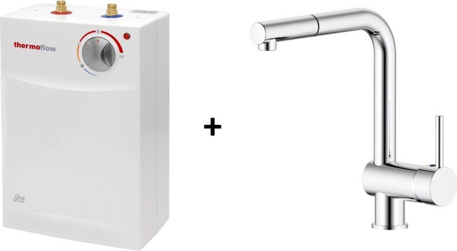 Meister Close in keukenboiler 5 liter met lage druk kraan energielabel A max temperatuur 75°C 230 V 50 Hz UT5SETTANTUM onderbouw lage druk keuken boiler wastafel boiler