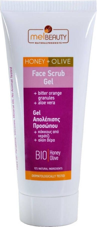 MelBeauty Face Scrub Gel Bio Honey Olive Oil Gezichtsscrub met Biologische Honing en Olijfolie Natuurlijke Exfoliatie voor een Stralende Huid 100ml