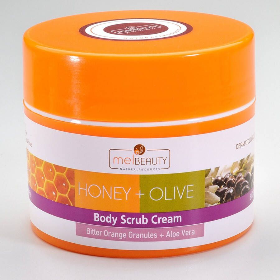 MelBeauty Natural Body Scrub Cream HONEY & OLIVE 200ml Natuurlijke Scrub