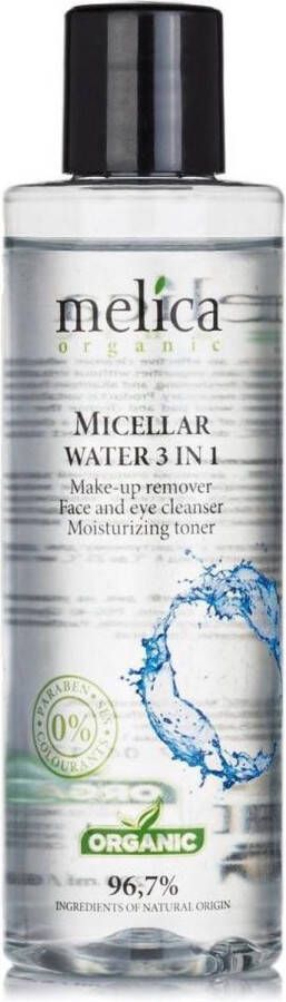 Melica ORGANIC Biologisch Hydraterende 96 7% Natuurlijke BIO Actieve MICELLAIR WATER 3 in 1 met PANTHENOL zonder SLS kleurstoffen voor Gevoelige en Elk Huidtype voor MAN en VROUW 200ml