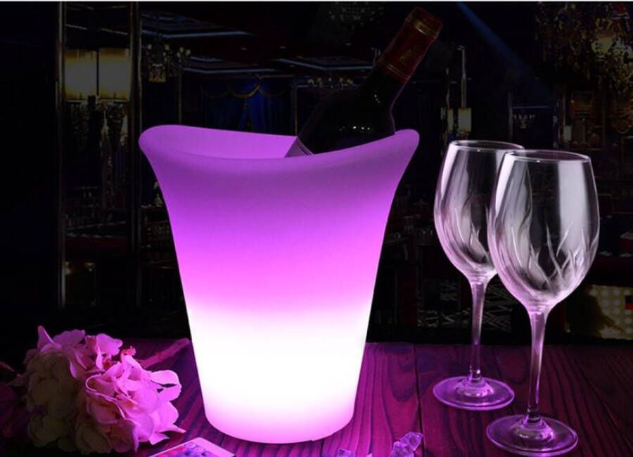 Melili Flessenkoeler-Verlichte LED ijsmmer-LED ijsblokjesvorm met afstandhediening -oplaadbare-Wijnkoeler-drankkoeler-LED wijnkoeker-LED bierkoeler-kerstcadeau- champagne wijn dranken koeker-fleeenkoeler RGB LED
