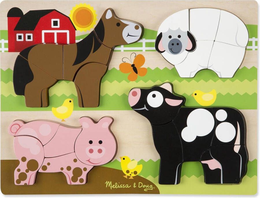 Melissa & Doug Houten boerderijdieren legpuzzel met dikke stukken (20-delig)