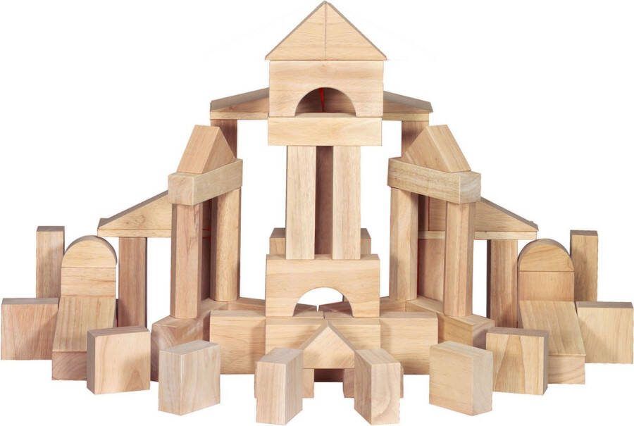 Melissa & Doug Standaard massief houten bouwblokken met houten opbergdoos (60-delig) Klassieke houten blokken voor kleuters vanaf 2 jaarspeelgoed om vormen te sorteren en te stapelen voor peuters en kinderen vanaf 2 jaar