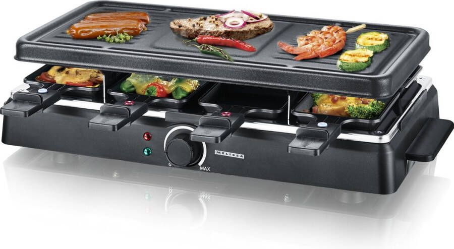 Melissa Gourmetstel 8-Persoons Raclette met Grillplaat en Grillsteen perfect voor de Kerst