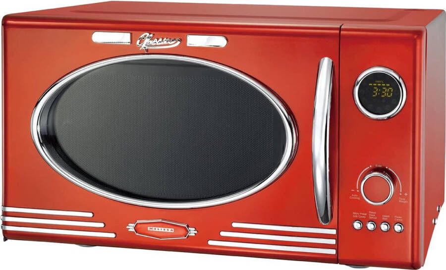 Melissa Vrijstaande Solo-Magnetron met Grill 23 liter 800W Retro 16330129 Rood