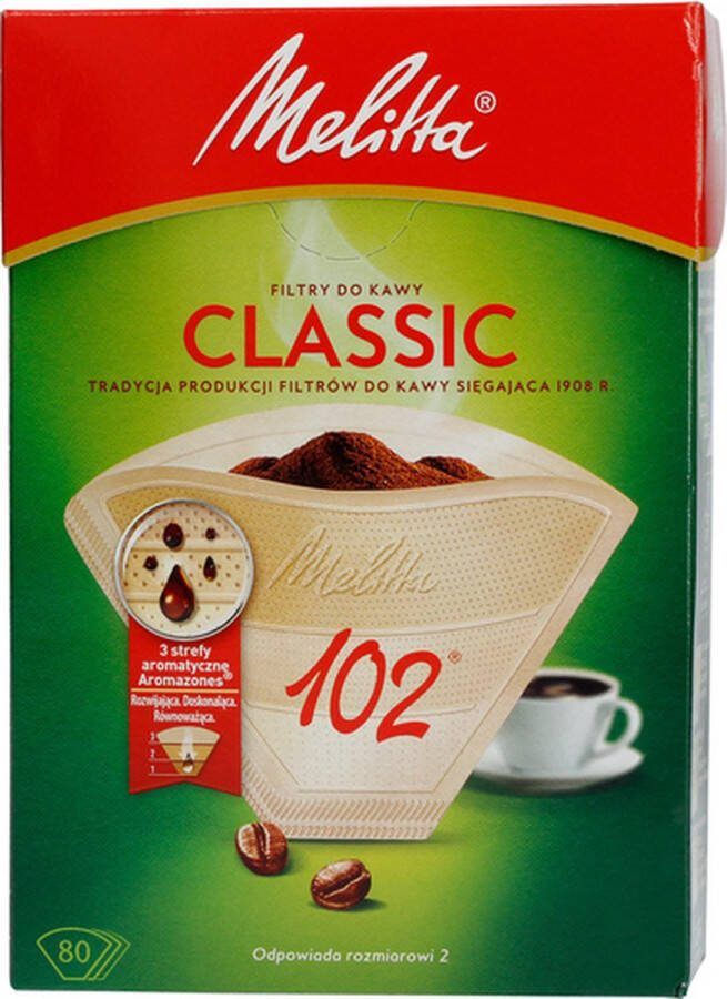 Melitta Classic Filter Papers Filterzakjes Koffiefilters 102 80 stuks bruin (9 doosjes 720 filters)