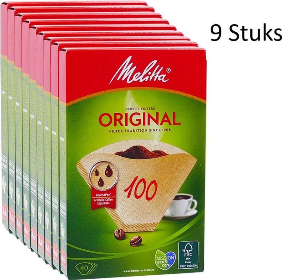 Melitta filter 100 40 9 Verpakkingen 1 doos bevat 9 verpakkingen
