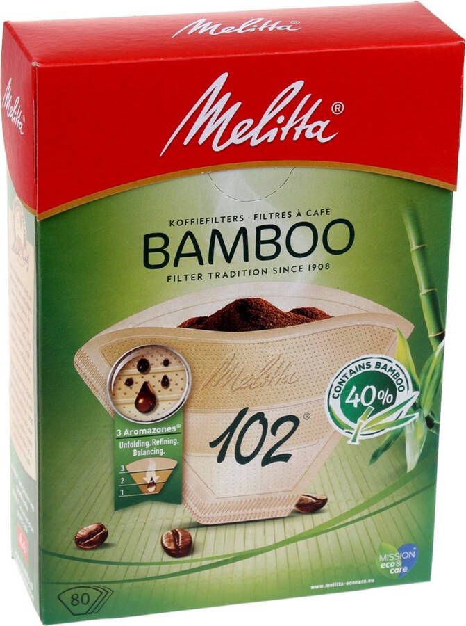 Melitta Koffiefilters 102 Bamboo 80 stuks filterzakjes