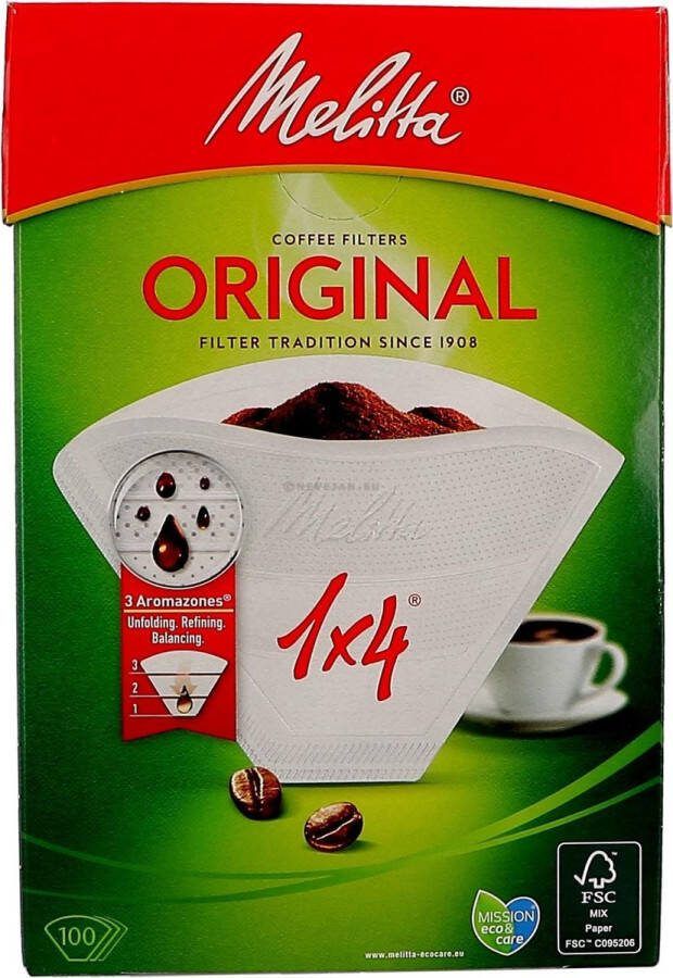 Melitta Koffiefilters Original 1x4 Wit 100 stuks