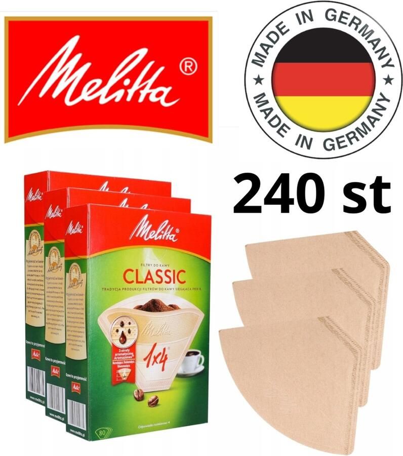 Melitta KOFFIEFILTERS 240 stuks 3x CLASSIC PAPIERFILTERS VOOR FILTERKOFFIE 3x80 STUKS
