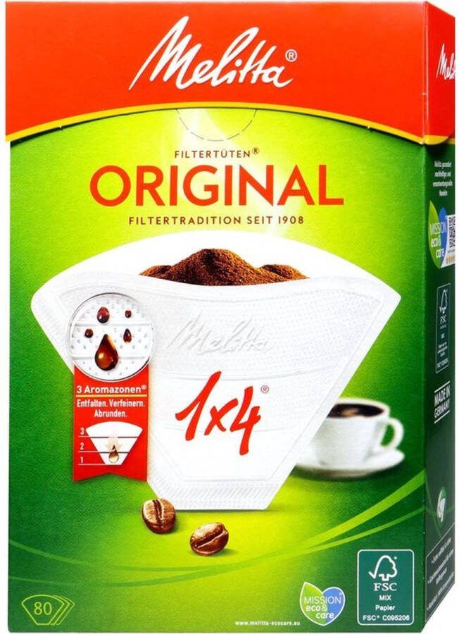 Melitta Original 1x4 80pcs White Coffee Filters #4 (9 pack 720 filters totaal)