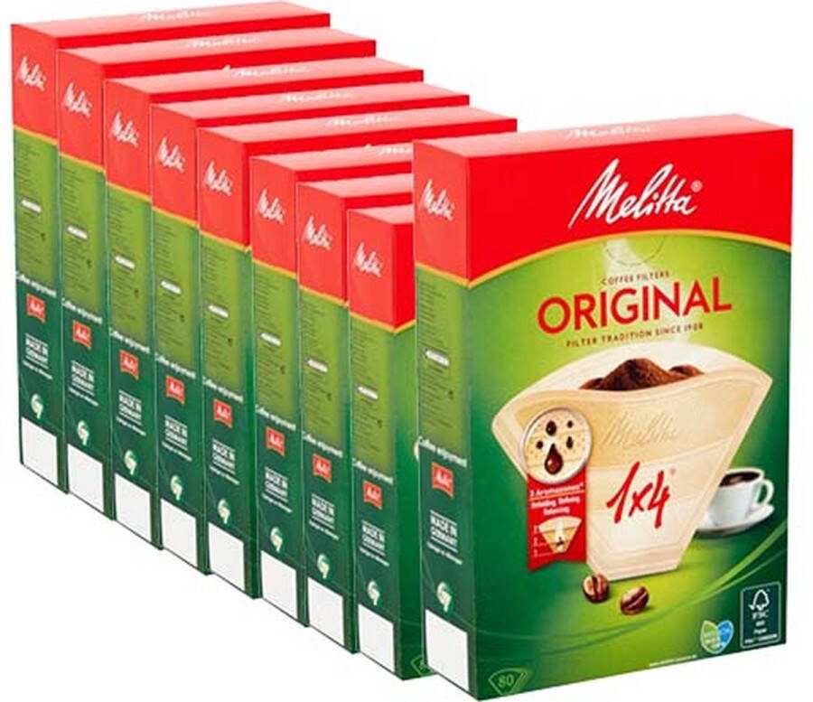 Melitta Original koffiefilter 1x4 bruin 80st (9 doosjes 720 filters)