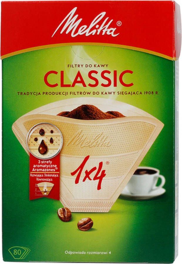 Melitta Paper Coffee Filters 1x4 Classic Brown 80 pieces (9 doosjes 720 filters)
