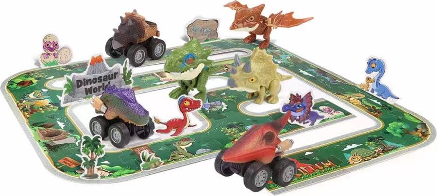 Melloniki Dinosaurus Speelset Speelgoedauto's Racebaan Dinosaurussen Speelgoed