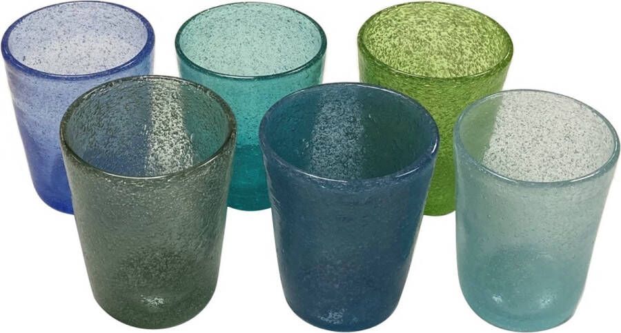 MeMento -Originale gekleurde drinkglazen 6-delige set groen-blauw 30 cl handgemaakt