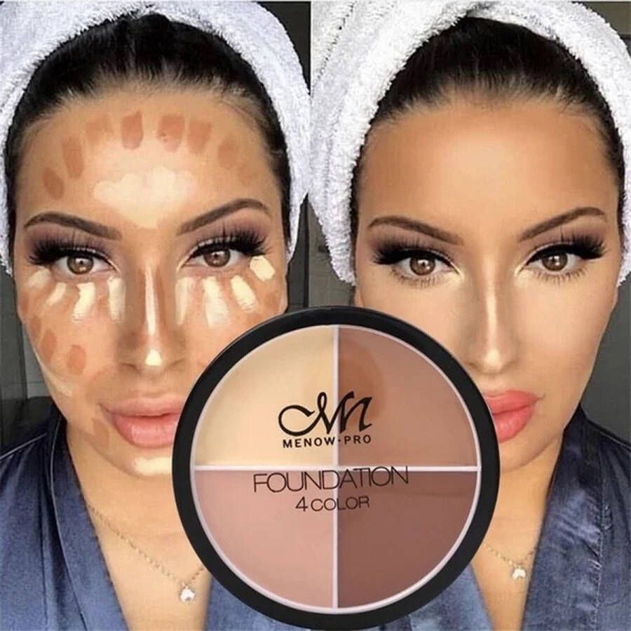 Merkloos 4 Kleuren Make-Up Concealer Palet Waterdicht Hydraterende Gezicht Contour Bronzer Make Up Gezicht Foundation Cream Concealer