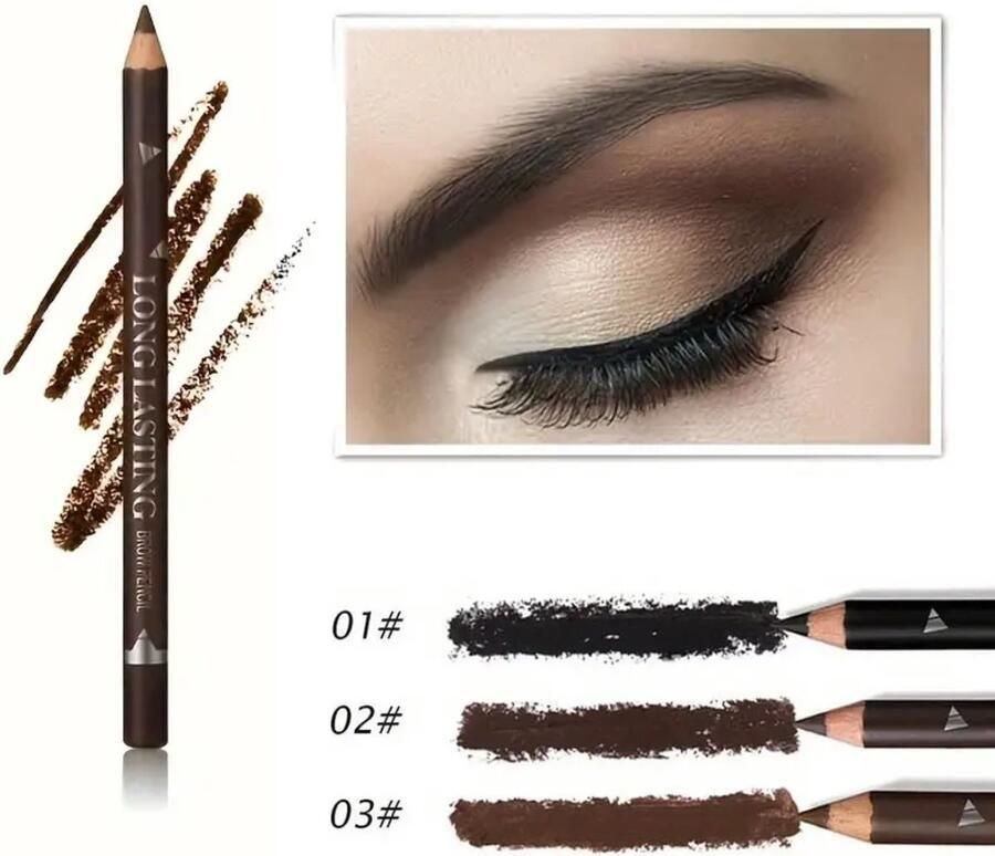 MENOW Oogpotlood Lichtbruin Waterproof Zweetbestendig Eyeliner en wenkbrauwpotlood kleur 003 Brown Long Lasting oogmake-up