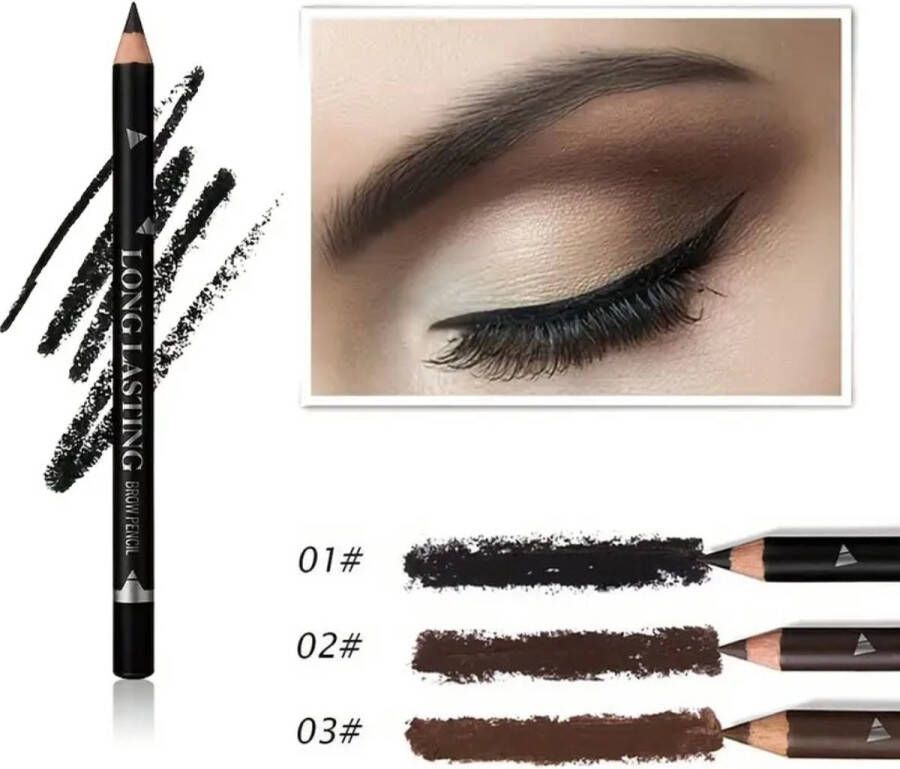 MENOW Oogpotlood Zwart Waterproof Zweetbestendig Eyeliner en wenkbrauwpotlood kleur 001 Black Long Lasting oogmake-up