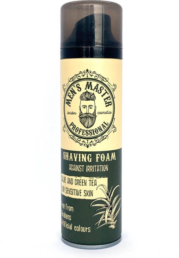 Men's Master Shaving Foam Scheerschuim Extra Dik met Groene Thee en Aloë Vera Gevoelige Huid 200ML