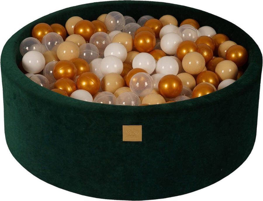 MEOWBABY Ballenbak groen met 200 ballen; beige wit transparant goud