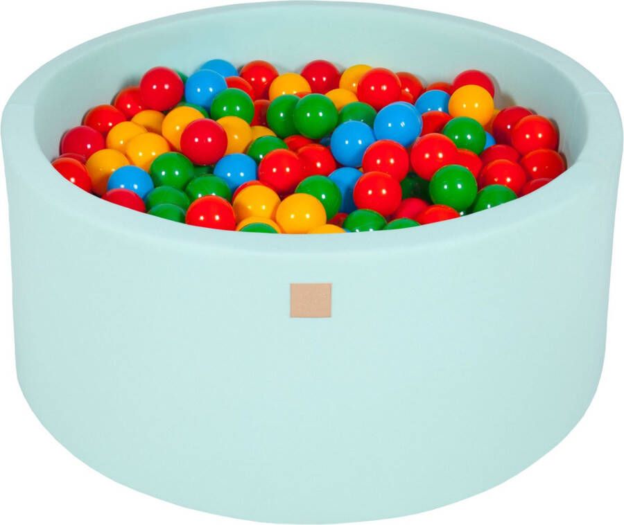 MEOWBABY Ballenbak KATOEN Mint 90x40 incl. 300 ballen Geel Rood Donker Groen Oranje Blauw